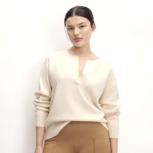 Everlane cream henley sweater XS